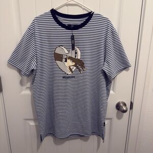 The‎ Hideout Clothing Men's Soft Heavyweight Graphic Tshirt Blue White Stripe L